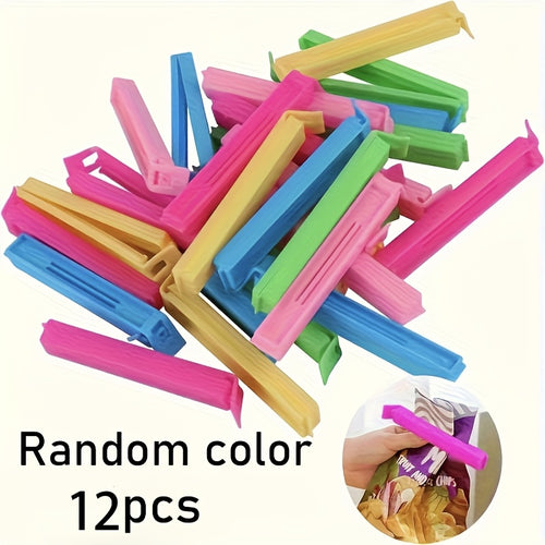 12/24 Random Color Plastic Food Bag Clips, Reusable Sealing Clips, Moisture-Proof And Dust-Proof Fresh-Keeping Kitchen Storage Box And Storage Additions