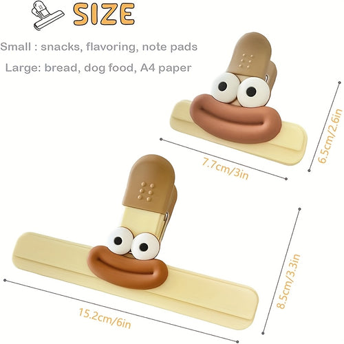 4pcs sealed sealing clip, plastic bag clip, chip clip, strong food storage bag clip, with sealing handle, cute cartoon clip, suitable for bread bags, snack bags, food bags, sealed sealing, moisture-proof and fresh-keeping, storage helper